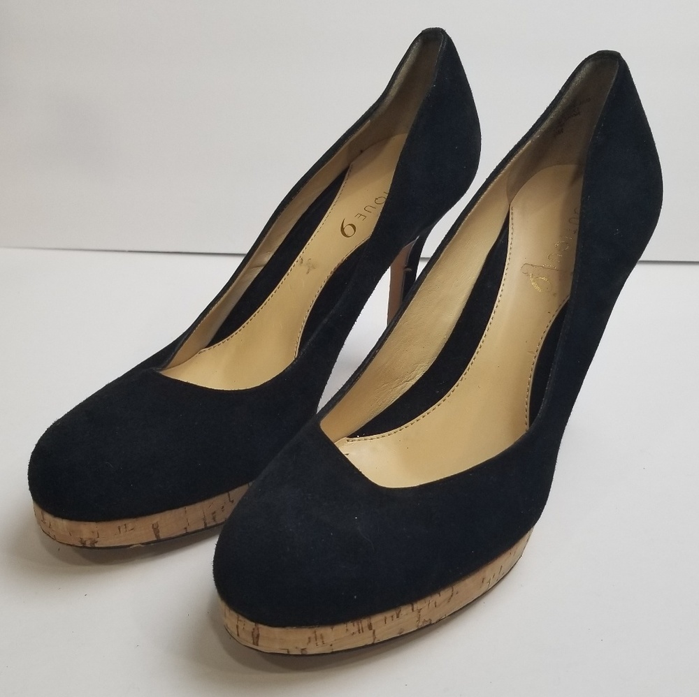 Boutique 9 Cork Platform Heels Black Size 9M